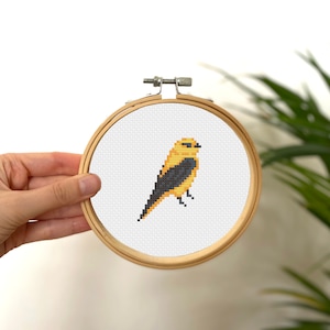 Tiny Cross Stitch Yellow Breasted Bird , Mini Cross Stitch Animal , Small Easy Embrodiery Pattern , Simple Cross Stitch Kids Pattern PDF