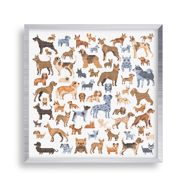 Tiny Cross Stitch Dogs Set , Mini Cross Stitch Husky , Small Easy Animal Pet Pattern , Simple Cross Stitch Kids Pattern PDF