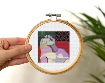 Le Rêve Tiny Cross Stitch Pattern , Mini Painting Cross Stitch , Small Easy Beginners Stitch Pattern , Picasso Cross Stitch