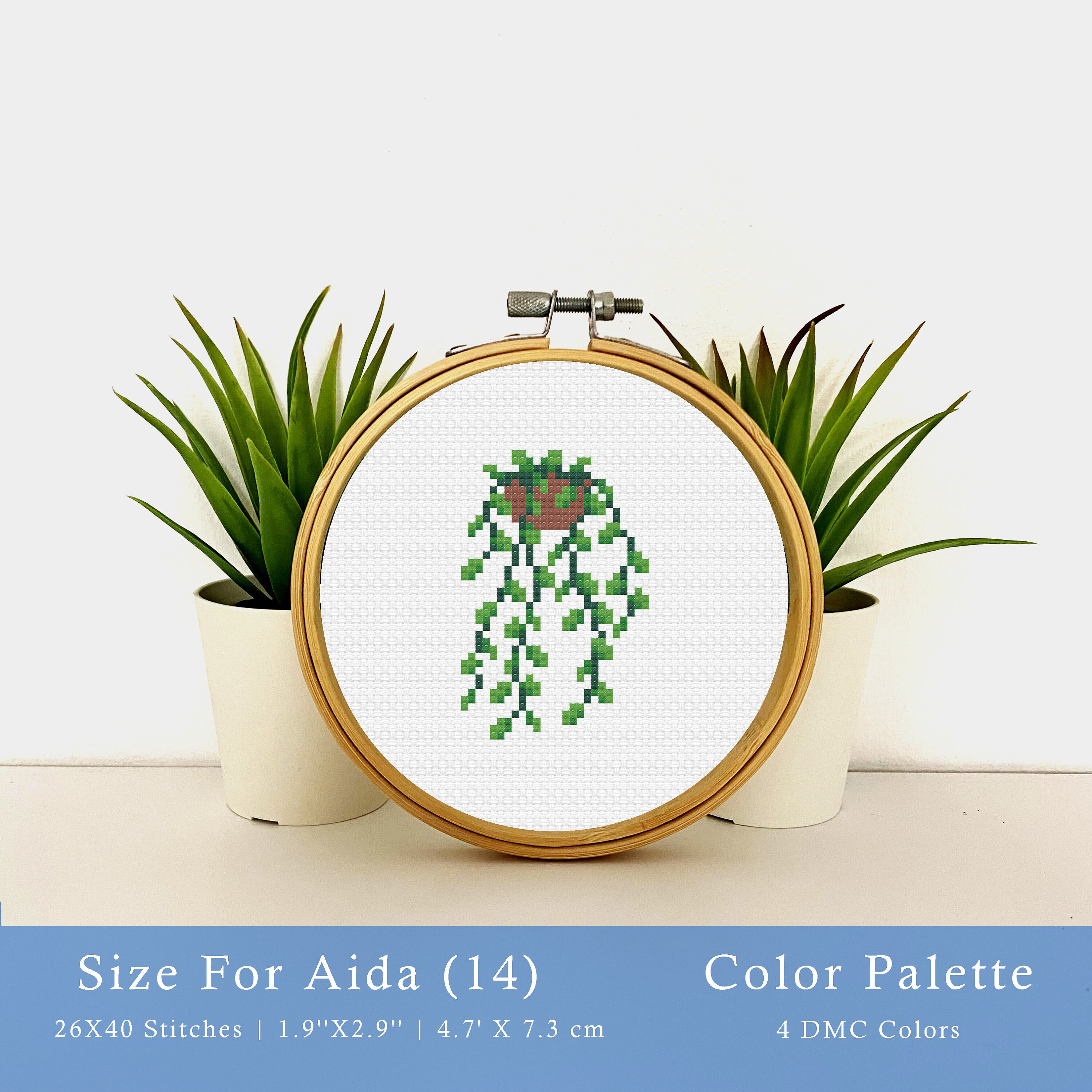 Tiny Cross Stitch Plant Mini Cross Stitch Vines in Pot Etsy