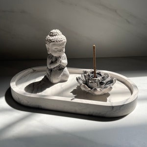 Decoración de Buda / Estatua de Buda / Porta incienso de Buda / Bandeja de incienso / Decoración zen / Decoración de bandeja / Porta incienso de loto / Bandeja de meditación
