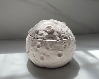 Moon Jar | Full Moon Decor | Moon Decor | Moon Candle | Moon Jewelry Dish | Crystal Jar | Full Moon | Home Decor | Large Decorative Jar
