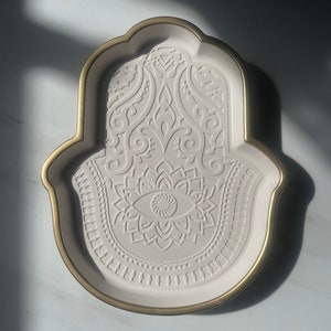 Hamsa Tray | Hamsa Trinket Tray | Hamsa Décor | Home Décor | Evil Eye | Jewelry Dish | Trinket Dish | Smudge Tray | Evil eye Décor |