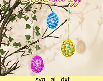 3D Easter Egg Laser Cut File, Plywood Vector Model (SVG, DXF, AI)