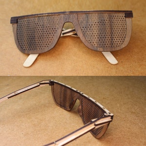 Pinhole glasses, stenopeic glasses sunglasses Download Files for laser cutter for 3mm plywood 0,85mm walnut veneer DIY Laser cut svg ai dxf image 2