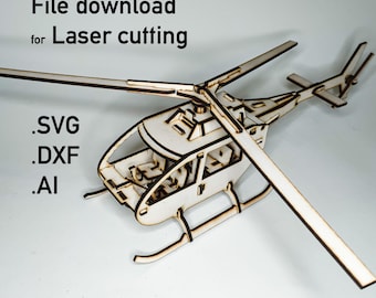 Toy Helicopter Laser Cut Files, 3D Puzzle Vector Model (Digital Download)