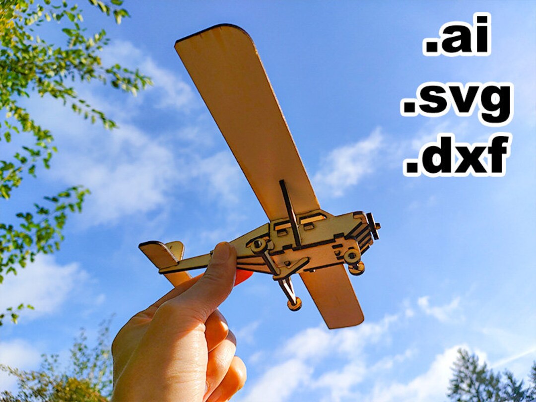 Small Toy Airplane Model for Laser Cut, Ai Svg Dxf File, DIY 3D Vector Model 3mm Plywood, No