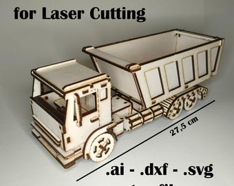 3D Puzzle Dump Truck Laser Cut Files, 3mm Plywood Model (Digital Download)