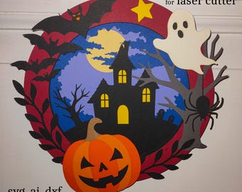 DIY Halloween simple paper Decoration laser cut file, svg dxf ai for instant download, 3D vector, cardboard laser cutter, plotter cut
