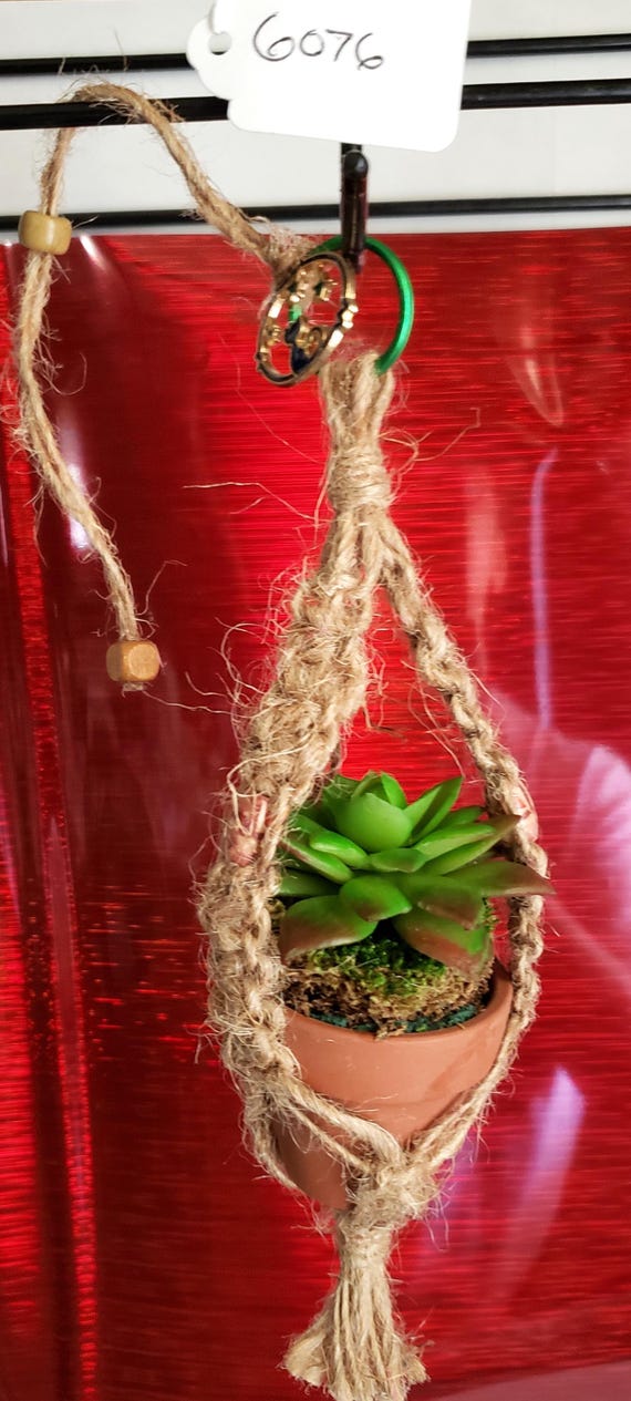 Macrame Artificial Succulent Plant Hanger: Jute Boho Decor - Etsy