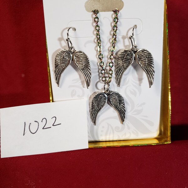 Angel Wings, Double Angel Wings, Necklace and Earring Sets, Angel Wings and Matching Earrings