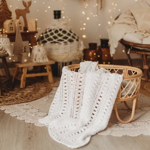 Crochet Pattern: Lacy Baby Blanket Raffaella, Crochet Baby Blanket Pattern, Easy Crochet Pattern, Blanket Pattern, P001