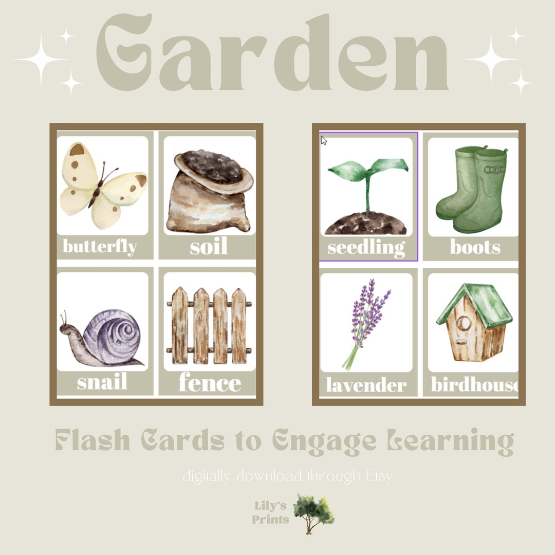 In the Garden Flash Cards Education Learning Digital Download Curiosity ...