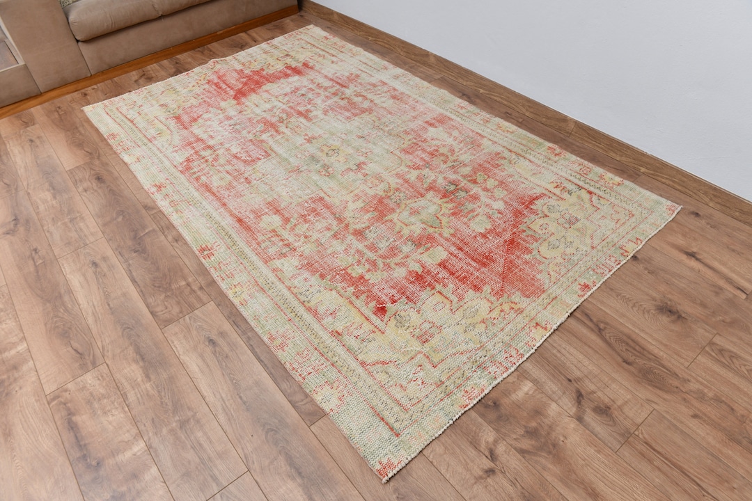 RED VİNTAGE Rug,vintage Rug,handknotted Rug,living Room Rug,5x8 Vintage