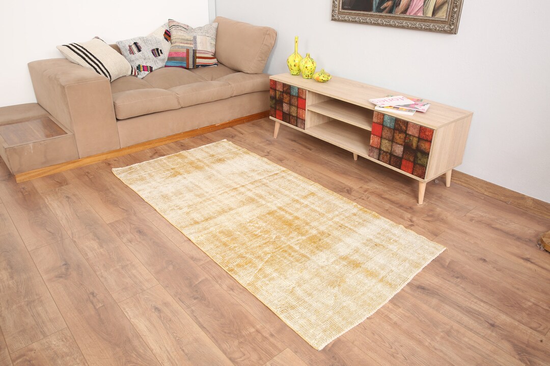 Yellow Vintage Rug,vintage Rug,3x6 Vintage Rug,turkish Vintage Rug