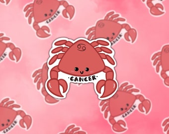 Cancer Crab Sticker, Cancer Zodiac Sticker, June Zodiac Gift, Cancer Horoscope, Horoscope Birthday Gift, Horoscope Stickers
