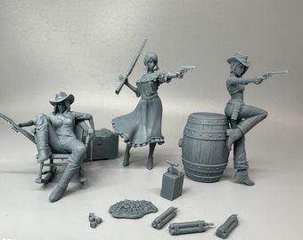 1/24 Scale Sexy Gunslinger Girls Of The Old West Resin Figures Unpainted Kit