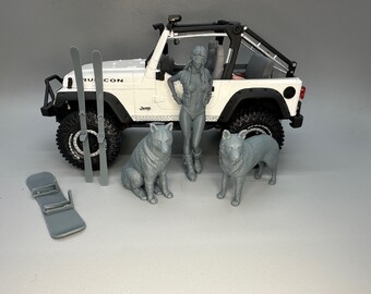 1/24 Scale Sexy Ski/Snow Board Girl with Huskys Resin Figures Unpainted Kit