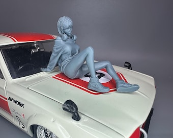 1/24 Maßstab Sexy Mädchen sitzend Resin Figur unbemalt