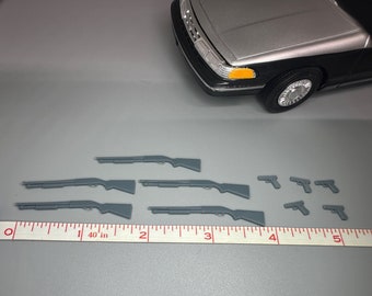 1/24 Scale Resin Lot of 5 Shotguns and 5 Glocks Unpainted