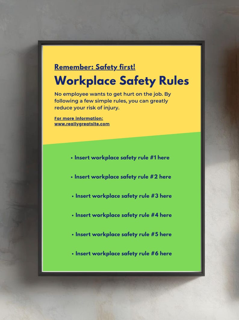 Printable Workplace Safety Rules Poster - Editable Template - Etsy ...