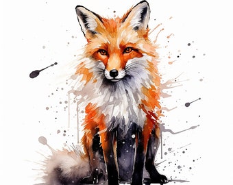 Fox Watercolor Painting | Printable Wall Art | Digital Download