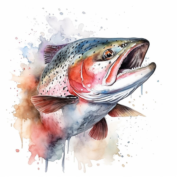 Trout Watercolor Painting | Printable Wall Art | Digital Download