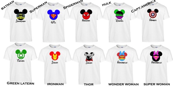 Super Heros Shirts Disney Super Hero 