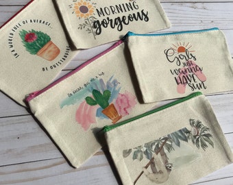 Custom Handmade Canvas Multipurpose Pouches | Ready To Ship | Makeup Pouch | Pencil Case | Gift for Her | Facemask Pouch | Snack Pouch