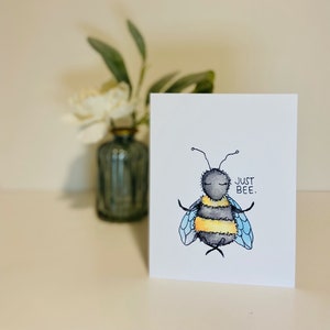 Tarjeta inspiradora - Just Bee - Tarjeta en blanco de acuarela original