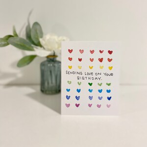 Birthday Card - Hearts- Original Watercolor Blank Card