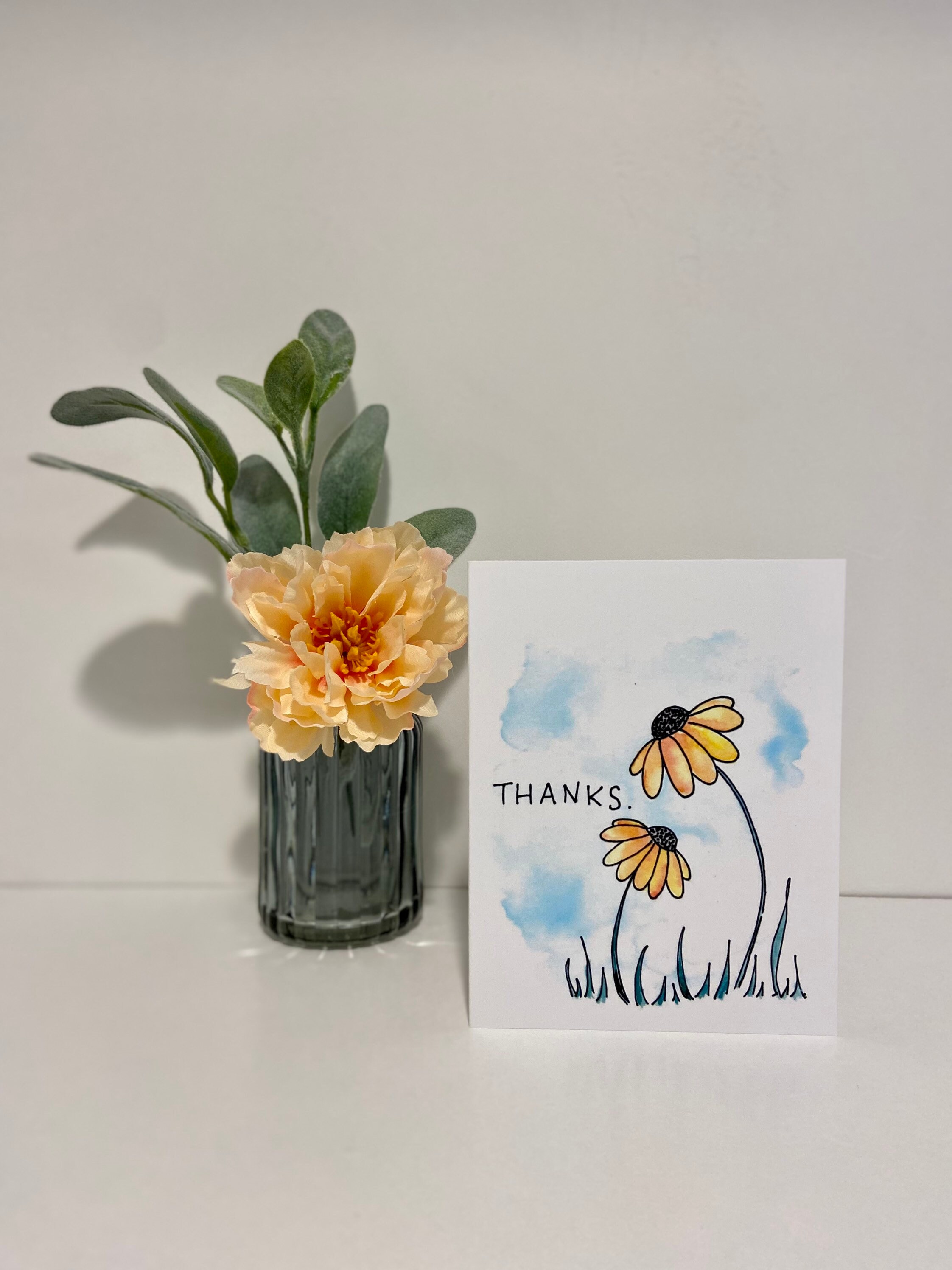 Thank You Card - Thanks Daisy - Original Watercolor Blank Card - Etsy