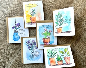 Inspirationskarten-Set - Plant Series - 6 Pack Aquarell Blankokarten