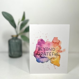 Carte de remerciement - Beyond Grateful - carte vierge aquarelle originale