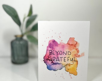 Thank You Card Many Thanks Original Watercolor Blank Card - Etsy