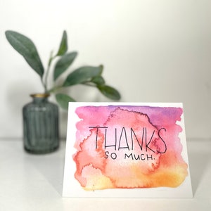 Carte de remerciement - Merci beaucoup - carte vierge aquarelle originale