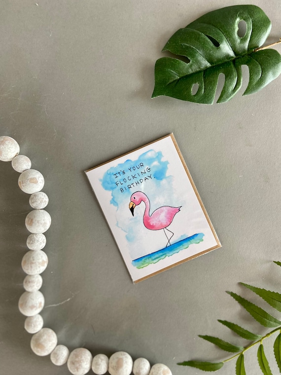 Artery8 Grußkarte Watercolour Flamingo Pink – Blanko-Karte Für Geburtstag, Dankeschön, Frau, Mutter