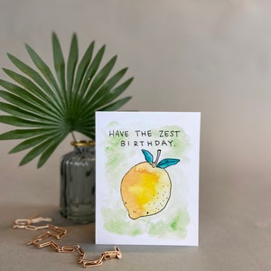 Geburtstagskarte - Lemon Birthday - Original Aquarell Blanko Karte