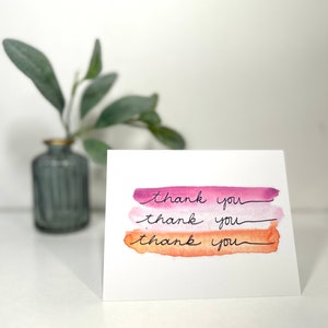Carte de remerciement - Merci cursive - aquarelle originale carte vierge