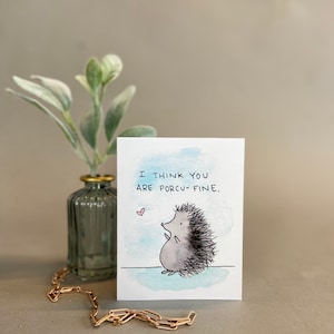 Punny Love Karte - Porcufine - Original Aquarell Blanko Karte