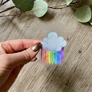Raincloud Rainbow Clear Decal Sticker, Mini Vinyl Sticker, Aesthetic Sticker