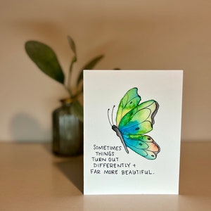 Cartão inspirador - borboleta - cartão em branco aquarela original