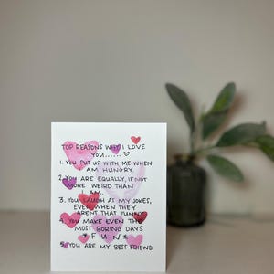 Love Series 3.0 - Gründe, warum ich dich liebe - Original Aquarell Blanko Karte