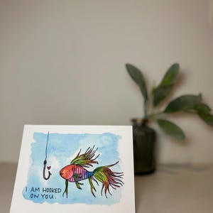 Serie Love 3.0 - Hooked - Tarjeta en blanco original con acuarela