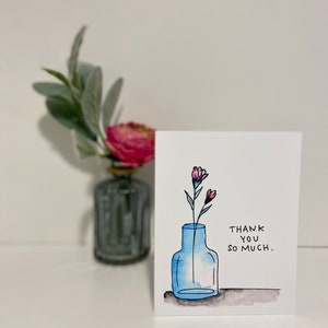 Dankeskarte - Thank You So Much Vase - Original Aquarell Blanko Karte
