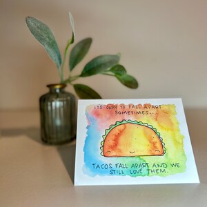 Biglietto d'ispirazione - Fall Apart Taco - Biglietto vuoto acquerello originale