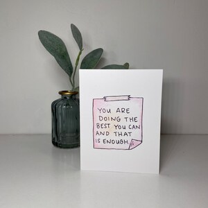 Cartão inspirador - Você está fazendo o seu melhor - Cartão em branco aquarela original