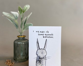 Birthday Pun - Bunny Birthday - Original Watercolor Blank Card