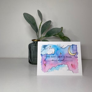 Inspirierende Karte - Only Limit is Your Mind - Original Aquarell Blanko Karte