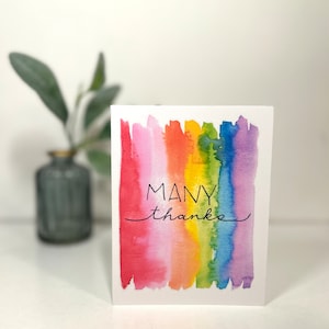 Carte de remerciement - Merci beaucoup - carte vierge aquarelle originale